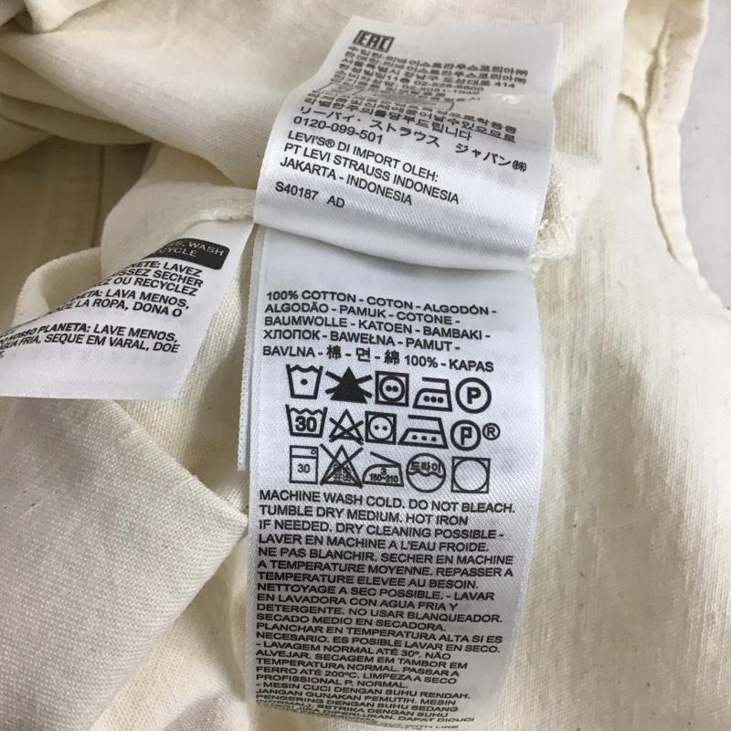 リーバイス Levi s ベスト ベスト デニムベスト ノースリーブカットソー 前開ボタン XS ロゴ、文字 白 / ホワイト /  レディース USED 古着 中古 10138787