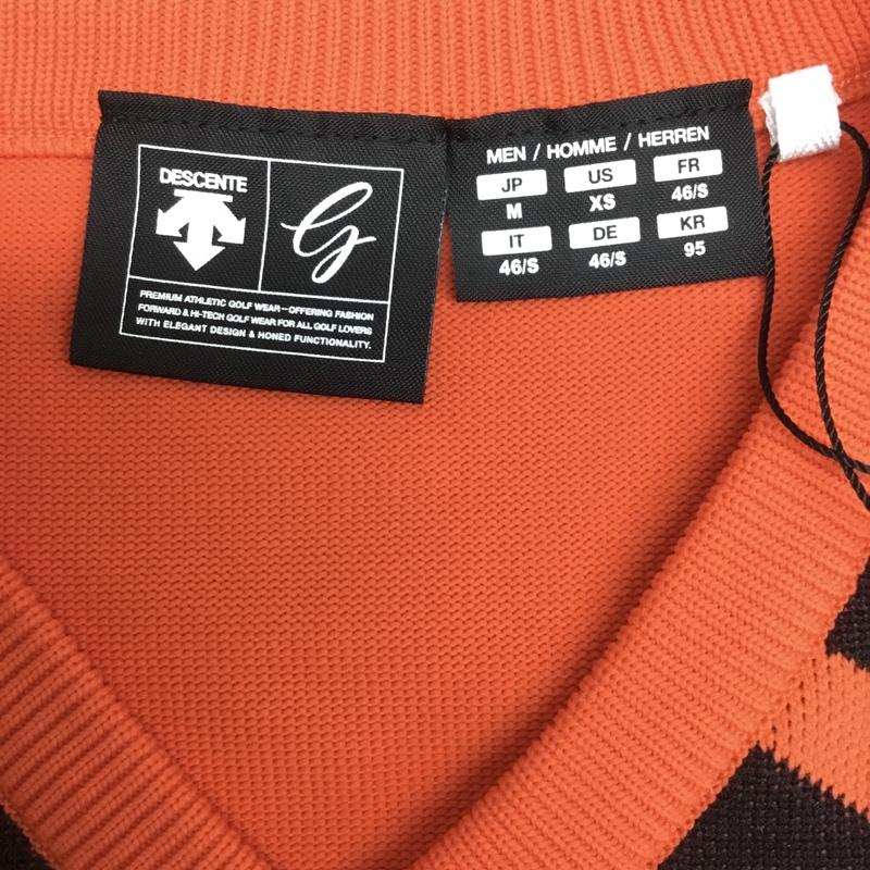 デサント DESCENTE ベスト ベスト DGMMJL81 ジャカード ニットベスト Vネック タグ付き M  橙 / オレンジ / X 黒 / ブラック /  メンズ USED 古着 中古 10136503