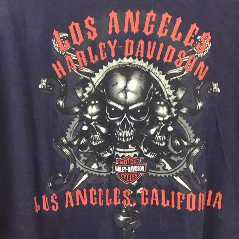 ハーレーダビッドソン Harley-Davidson Tシャツ 半袖 半袖カットソー プリントTシャツ クルーネックカットソー 2011年 L プリント 紺 / ネイビー /  メンズ USED 古着 中古 10129058
