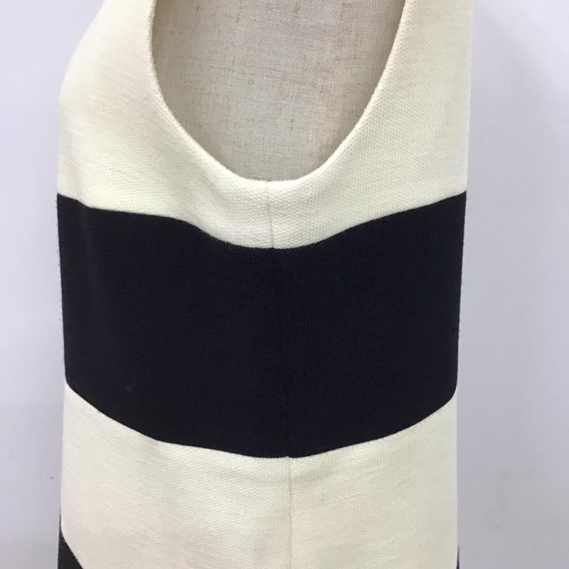 ピエール カルダン pierre cardin ワンピース ひざ丈スカート ノースリーブワンピース ロングワンピース タイトワンピース ボーダー 38 ボーダー柄 白 / ホワイト / X 黒 / ブラック /  レディース USED 古着 中古 10122446