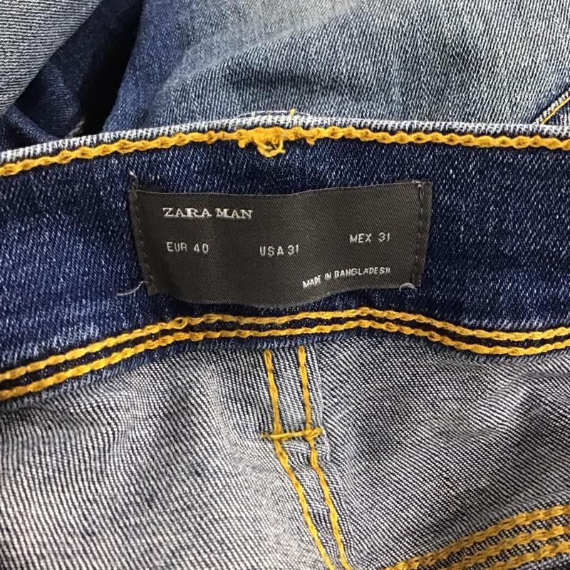 ザラ ZARA パンツ デニム、ジーンズ デニムパンツ スリムパンツ カジュアルパンツ ストレッチパンツ 40インチ ダメージ加工 インディゴ / インディゴ /  メンズ USED 古着 中古 10147079