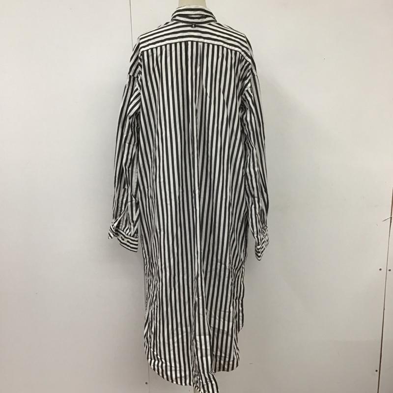 アメリカーナ AMERICANA ワンピース ロングスカート 長袖シャツワンピース カラーシャツワンピース ロングワンピース ストライプ 白 / ホワイト / X 黒 / ブラック /  レディース USED 古着 中古 10113844