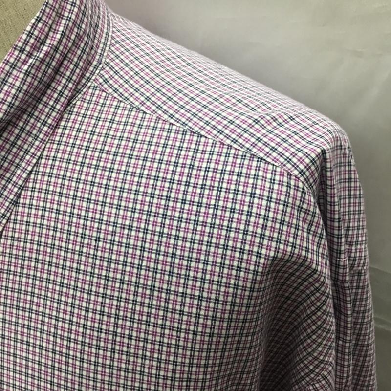 ラルフローレン RALPHLAUREN シャツ、ブラウス 長袖 コットン ボタンダウン チェック ワンポイント 白 / ホワイト / X 紫 / パープル / X 紺 / ネイビー /  メンズ USED 古着 中古 10116097