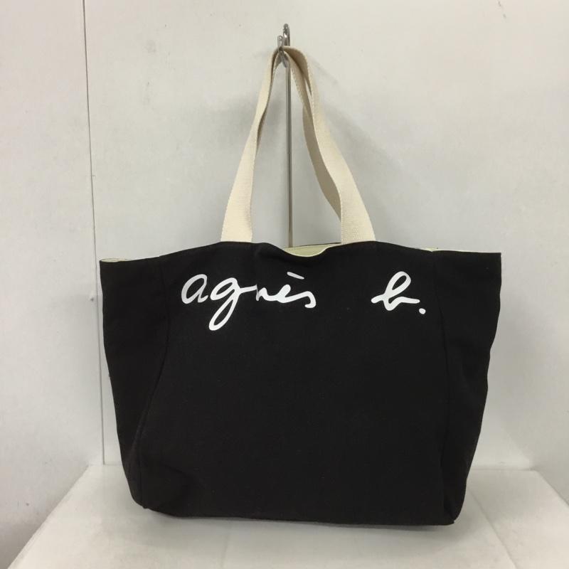 アニエス・ベー agnes b. トートバッグ トートバッグ リバーシブル SUN AND SNOW キャンバス ロゴ、文字 黒 / ブラック / X アイボリー / アイボリー /  レディース USED 古着 中古 10132043