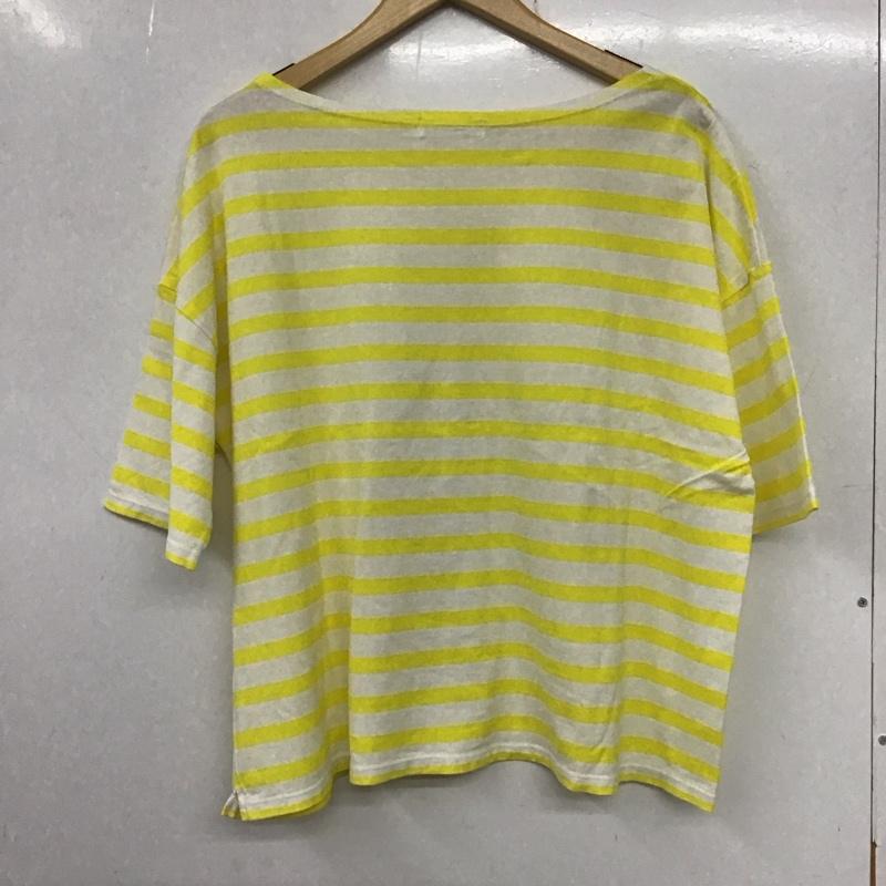 ニコアンド niko and... Tシャツ 半袖 L ボーダー柄 白 / ホワイト / X 黄 / イエロー /  レディース USED 古着 中古 10133730