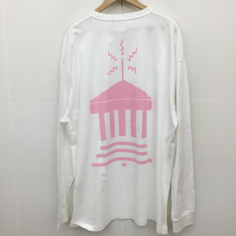 カーハート Carhartt カットソー 長袖 PAM Radio Club Athens XL ロゴ、文字 X プリント 白 / ホワイト / X 桃 / ピンク /  メンズ USED 古着 中古 10127276