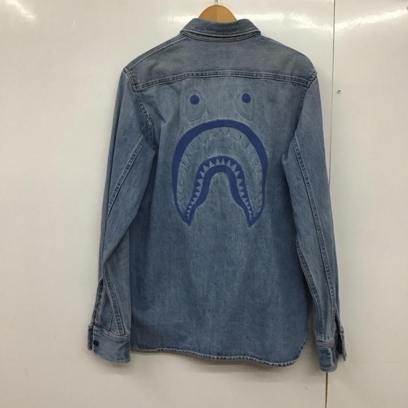 アベイシングエイプ A BATHING APE シャツ、ブラウス 長袖 長袖シャツ 無地シャツ カラーシャツ デニムシャツ M 無地 インディゴ / インディゴ /  メンズ USED 古着 中古 10142387