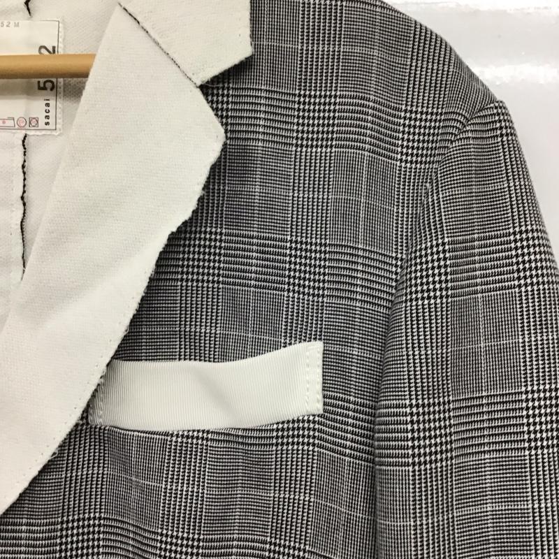 サカイ Sacai ジャケット、上着 ジャケット、ブレザー 長袖ジャケット アウター 前ボタン カラージャケット 2 チェック 白 / ホワイト / X 黒 / ブラック /  メンズ USED 古着 中古 10129294