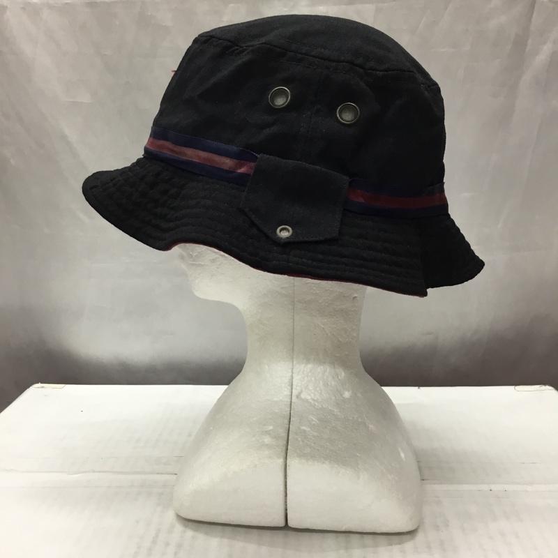 ステューシー STUSSY 帽子 ハット バケットハット USA製 ロゴ、文字 黒 / ブラック / X えんじ / ワインレッド /  メンズ USED 古着 中古 10113727