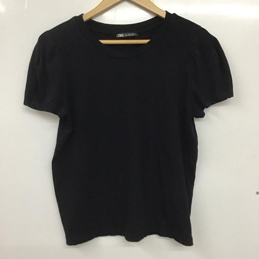 ザラ ZARA Tシャツ 半袖 L 無地 黒 / ブラック /  レディース USED 古着 中古 10134265