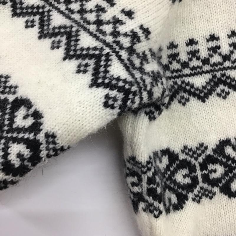 ブルックスブラザーズ BROOKS BROTHERS ニット、セーター 長袖 長袖ニットカットソー クルーネック セーター M プリント 白 / ホワイト / X 黒 / ブラック /  レディース USED 古着 中古 10145089