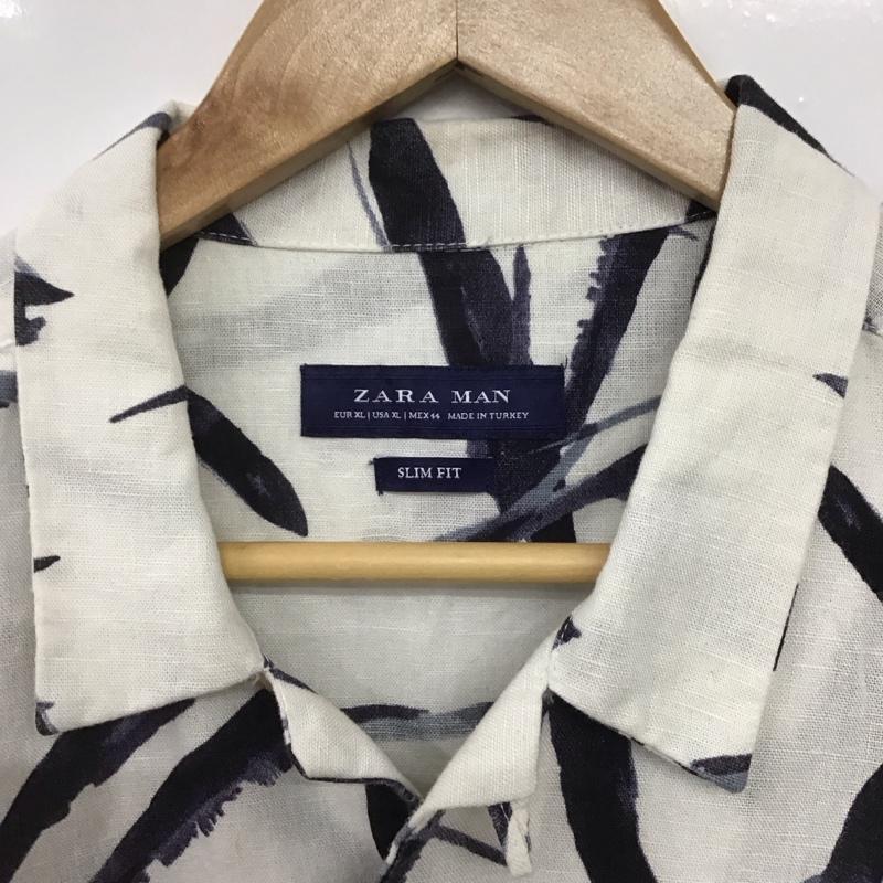 ザラメン ZARA MAN シャツ、ブラウス 半袖 半袖シャツ プリントシャツ アロハシャツ XL プリント 白 / ホワイト /  メンズ USED 古着 中古 10146170