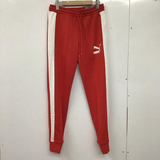 プーマ PUMA パンツ ワークパンツ、ペインターパンツ ワイドパンツ カジュアルパンツ ワークパンツ ジャージ M ロゴ、文字 赤 / レッド /  メンズ USED 古着 中古 10139287