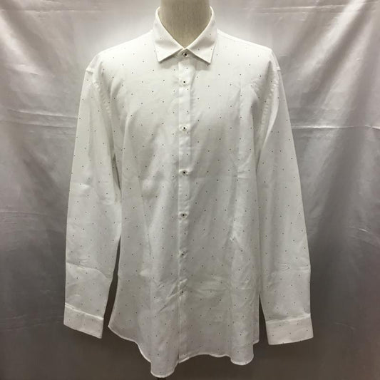 ザラ ZARA シャツ、ブラウス 長袖 長袖シャツ カラーシャツ プリントシャツ 長袖カットソー XL プリント 白 / ホワイト / X 黒 / ブラック /  メンズ USED 古着 中古 10115119