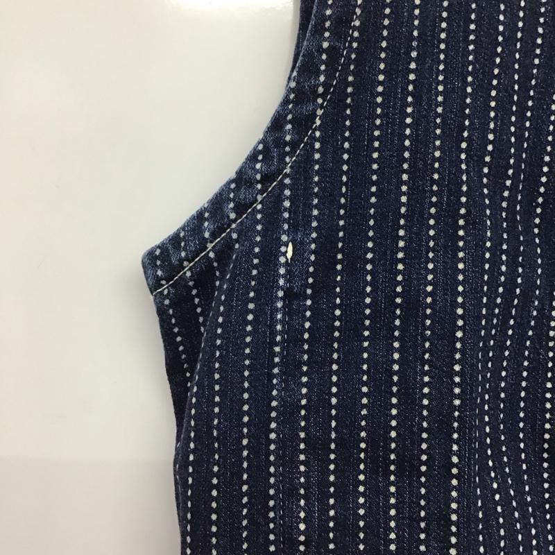 フラットヘッド The Flat Head ベスト ベスト dv-01w ウォバッシュデニムベスト ノースリーブカットソー 前開ボタン 40 ストライプ インディゴ / インディゴ /  メンズ USED 古着 中古 10141807