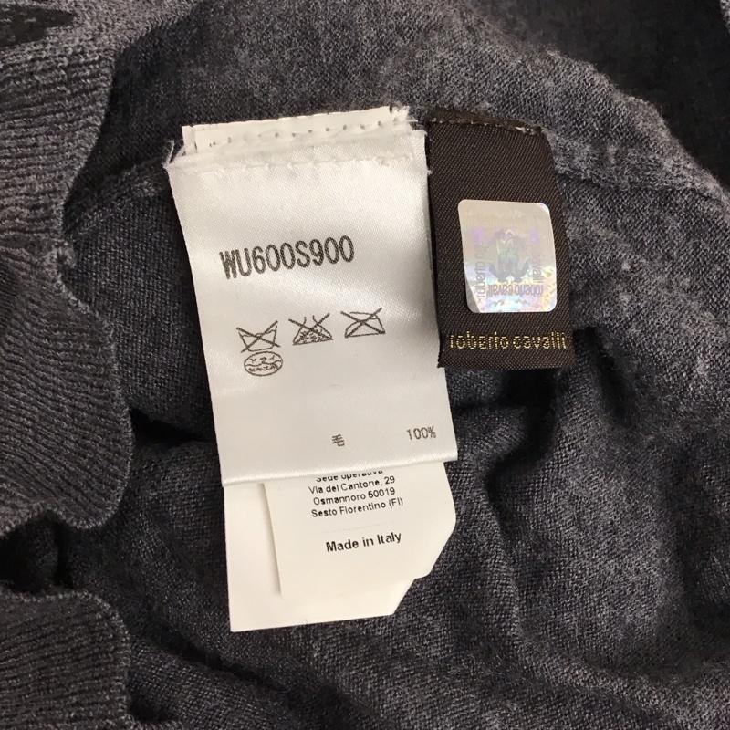 ロベルトカバリ roberto cavalli ニット、セーター 長袖 長袖ニットカットソー クルーネック セーター M 総柄 灰 / グレー /  メンズ USED 古着 中古 10149746