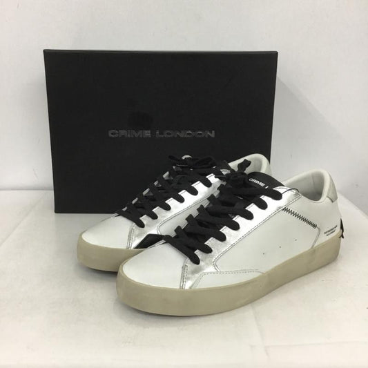 古着 USED スニーカー スニーカー CRIME LONDON 17009PP6.10 レザー 41 箱有 ロゴ、文字 白 / ホワイト / X 銀 / シルバー / X 青 / ブルー /  メンズ USED 古着 中古 10139064