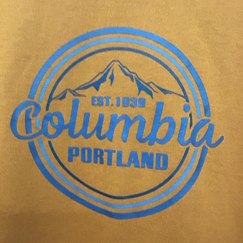 コロンビア Columbia カットソー 長袖 222 pm0476 長袖カットソー プリントTシャツ バックプリントT XL ロゴ、文字 キャメル / キャメル /  メンズ USED 古着 中古 10136564