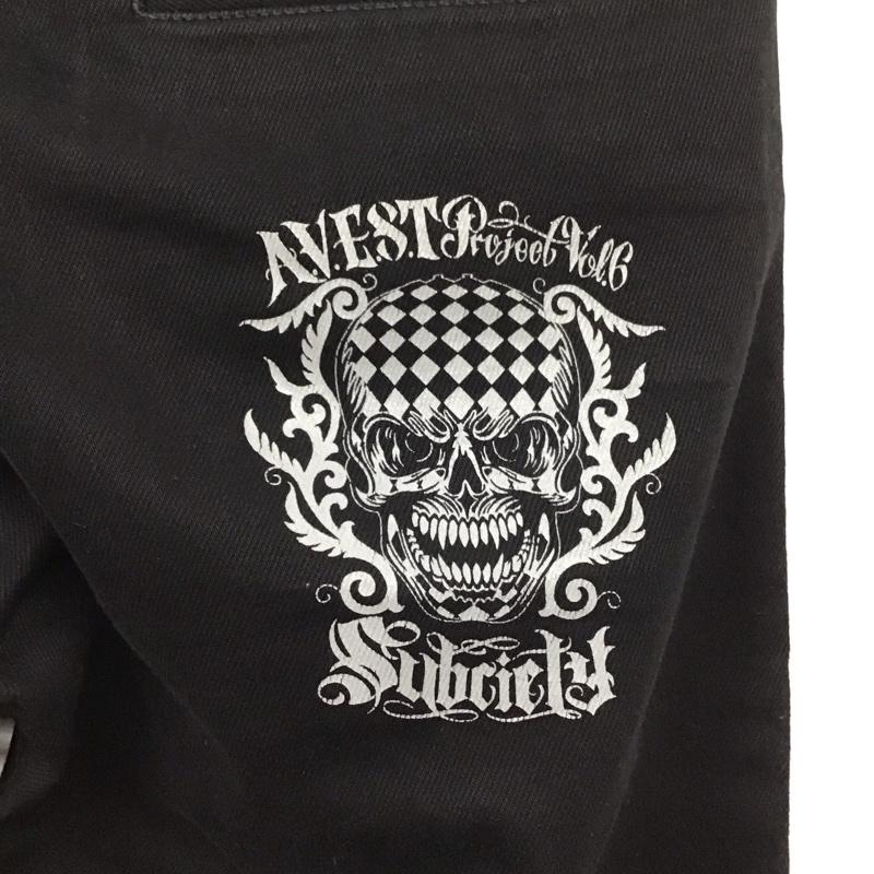 サブサエティ Subciety パンツ デニム、ジーンズ デニムパンツ ストレートパンツ ワイドパンツ カジュアルパンツ L プリント 黒 / ブラック /  メンズ USED 古着 中古 10116640