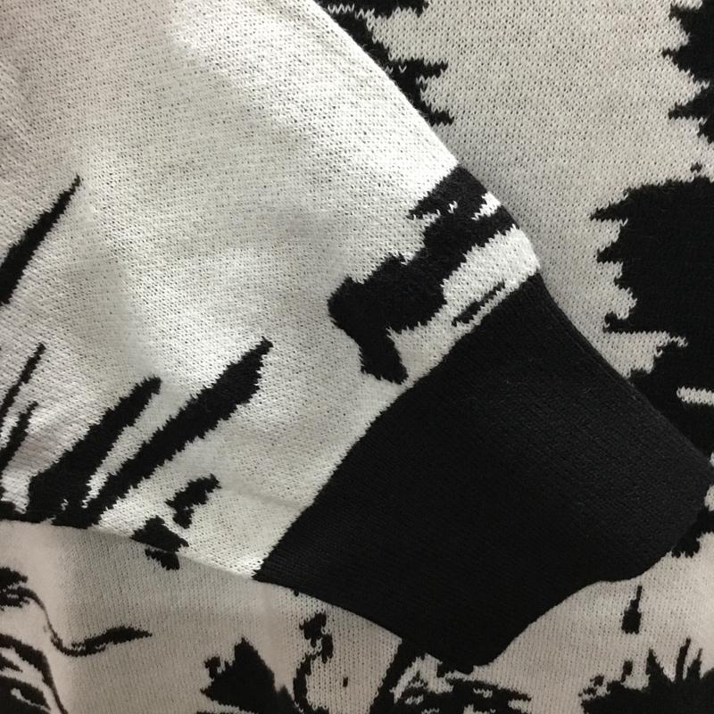 ザラ ZARA ニット、セーター 長袖 長袖ニットカットソー クルーネックカットソー セーター XL 総柄 白 / ホワイト / X 黒 / ブラック /  メンズ USED 古着 中古 10111314