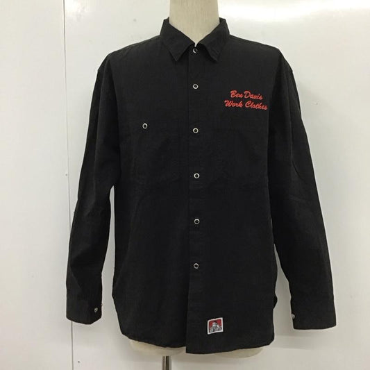 ベンデイビス BEN DAVIS シャツ、ブラウス 長袖 長袖シャツ カラーシャツ ポケットシャツ 長袖カットソー M ロゴ、文字 黒 / ブラック /  メンズ USED 古着 中古 10110729