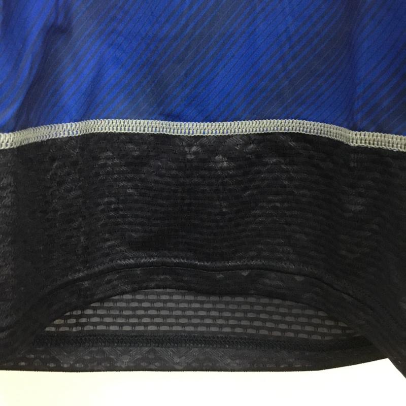 ミズノ MIZUNO Tシャツ 長袖 52MJ9003 空冷機能 UVカット ハイネックバイオギア ゴルフ L ロゴ、文字 青 / ブルー / X 黒 / ブラック /  メンズ USED 古着 中古 10136487