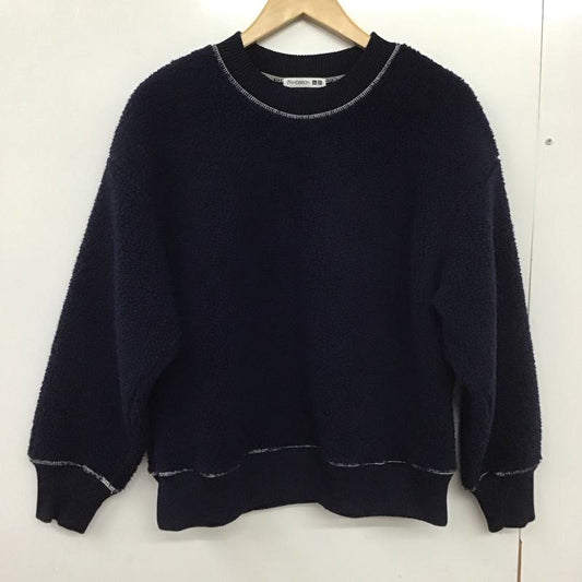 ユニクロ UNIQLO トレーナー 長袖 272-446306 ボアフリースプルオーバー クルーネックカットソー M 無地 紺 / ネイビー /  レディース USED 古着 中古 10131218