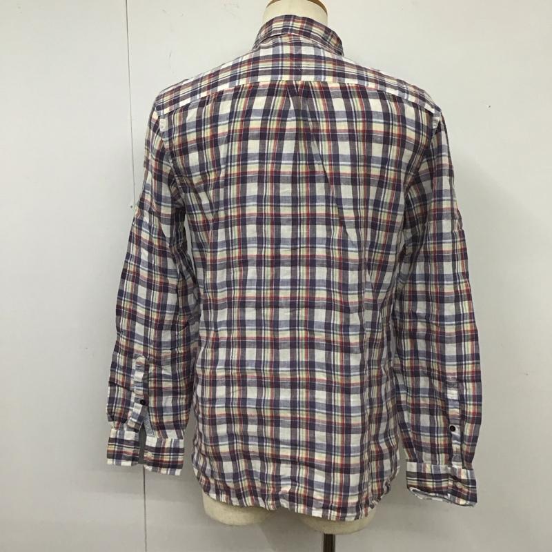 トミーヒルフィガー TOMMY HILFIGER シャツ、ブラウス 長袖 0887852408 ボタンダウン リネン タグ付き チェック M ワンポイント マルチカラー / マルチカラー /  メンズ USED 古着 中古 10112671
