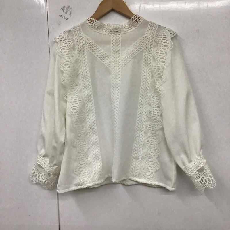 チャオパニック CIAOPANIC シャツ、ブラウス 長袖 長袖シャツ 無地シャツ ノーカラーシャツ FREE レース柄 白 / ホワイト /  レディース USED 古着 中古 10129758