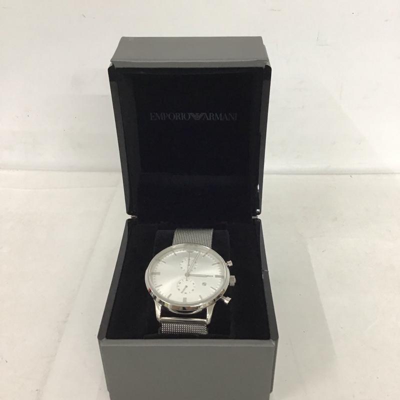 エンポリオアルマーニ EMPORIO ARMANI 腕時計 アナログ（クォーツ式） AR-0390 メッシュ ロゴ、文字 銀 / シルバー /  メンズ USED 古着 中古 10134076