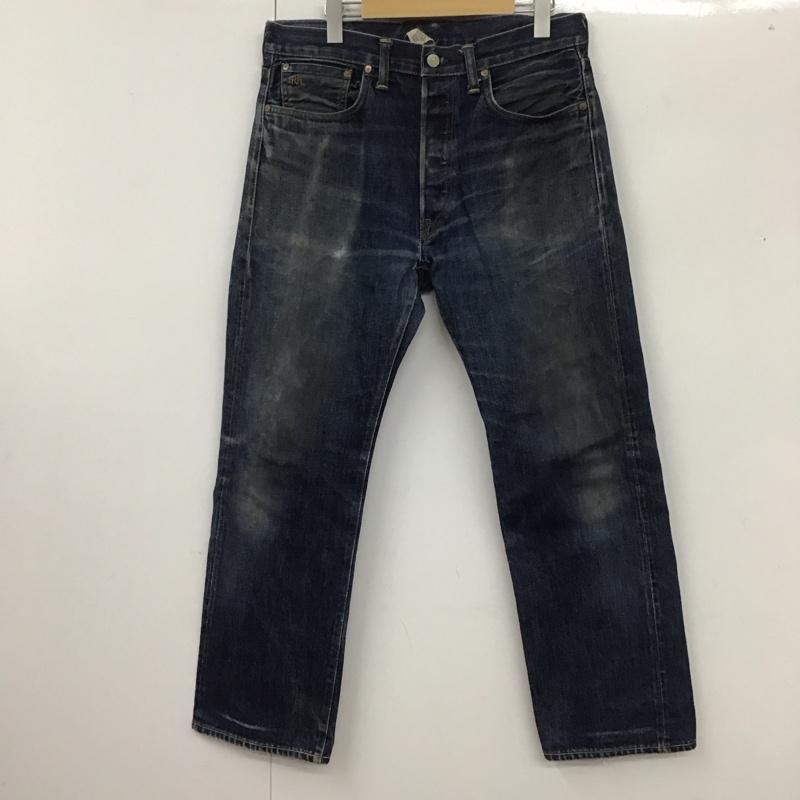 ダブルアールエル RRL パンツ デニム、ジーンズ デニムパンツ ストレートパンツ ワイドパンツ カジュアルパンツ ダメージ加工 32インチ 無地 インディゴ / インディゴ /  メンズ USED 古着 中古 10109310