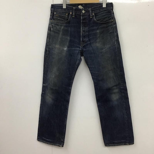 ダブルアールエル RRL パンツ デニム、ジーンズ デニムパンツ ストレートパンツ ワイドパンツ カジュアルパンツ ダメージ加工 32インチ 無地 インディゴ / インディゴ /  メンズ USED 古着 中古 10109310