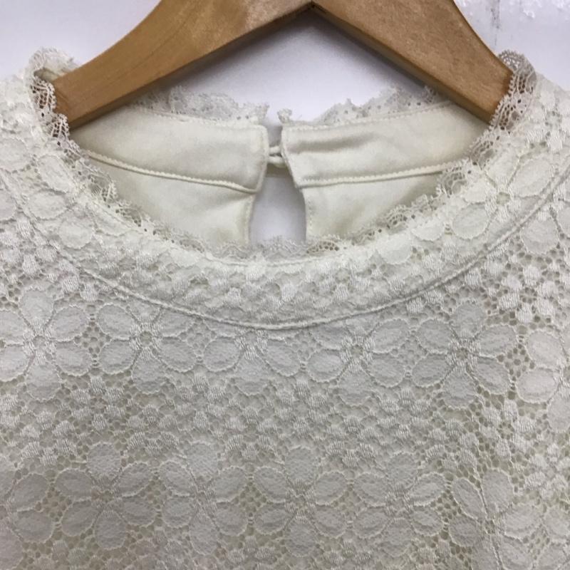 マジェスティックレゴン MAJESTIC LEGON シャツ、ブラウス 長袖 長袖シャツ ノーカラーシャツ フリルレース M 総柄 白 / ホワイト /  レディース USED 古着 中古 10135258