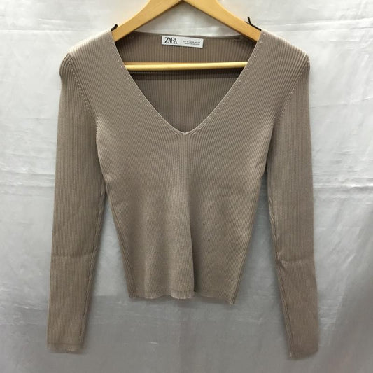 ザラ ZARA カットソー 長袖 M 無地 ベージュ / ベージュ /  レディース USED 古着 中古 10121969