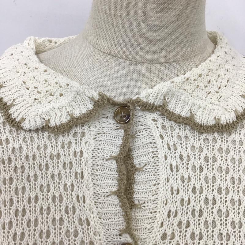 エヘカソポ ehka sopo カーディガン 半袖 1609872 襟付き 透かし編み FREE 無地 アイボリー / アイボリー / X ベージュ / ベージュ /  レディース USED 古着 中古 10114354