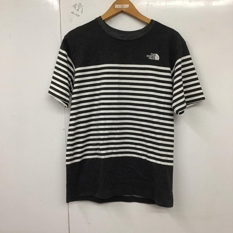 ザノースフェイス THE NORTH FACE Tシャツ 半袖 nt32137 Tシャツ プリントTシャツ 半袖カットソー L ボーダー柄 白 / ホワイト / X 灰 / グレー /  メンズ USED 古着 中古 10129887