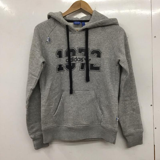 アディダス adidas パーカー 長袖 S19614 L プリント X ロゴ、文字 灰 / グレー /  レディース USED 古着 中古 10139536