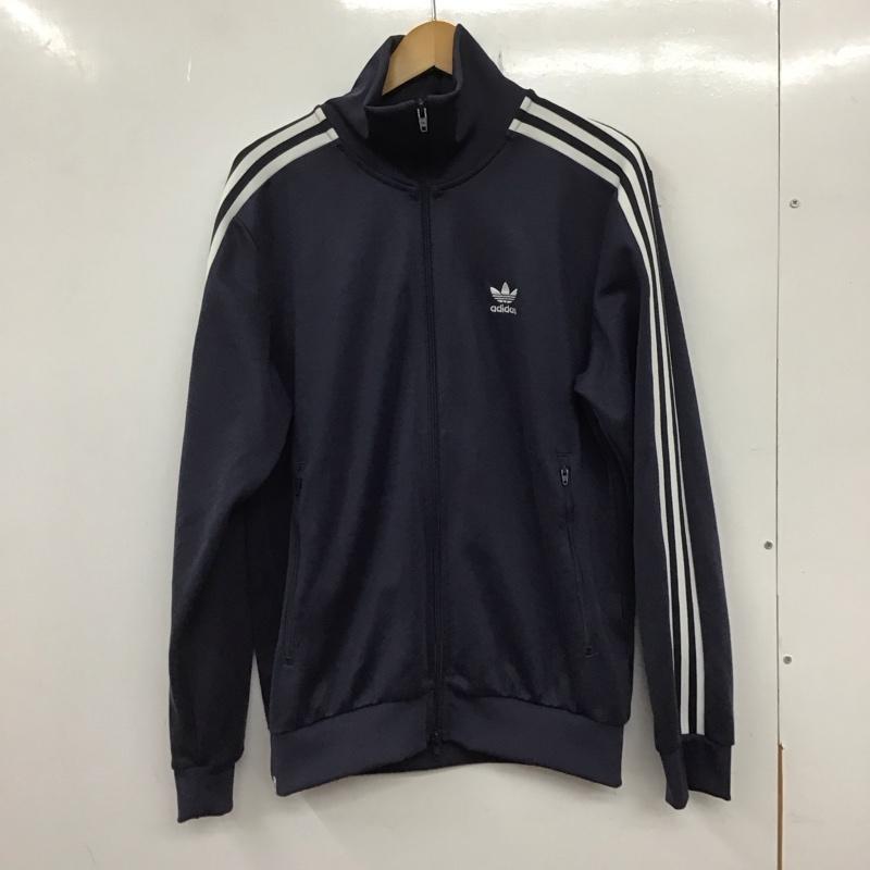 アディダス adidas ジャケット、上着 ジャンパー、ブルゾン ジップアップジャケット ジャージ スタンドカラー ロゴ、文字 紺 / ネイビー /  メンズ USED 古着 中古 10133725