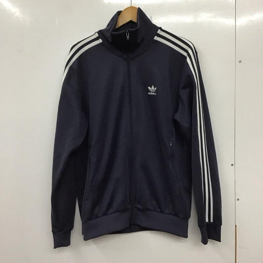 アディダス adidas ジャケット、上着 ジャンパー、ブルゾン ジップアップジャケット ジャージ スタンドカラー ロゴ、文字 紺 / ネイビー /  メンズ USED 古着 中古 10133725