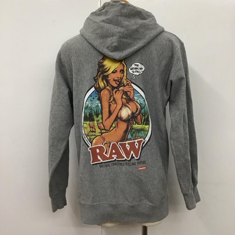 エロスティカ EROSTiKA パーカー 長袖 RAW バックプリント 裏起毛 スウェット プルオーバー XL ロゴ、文字 灰 / グレー /  メンズ USED 古着 中古 10123412