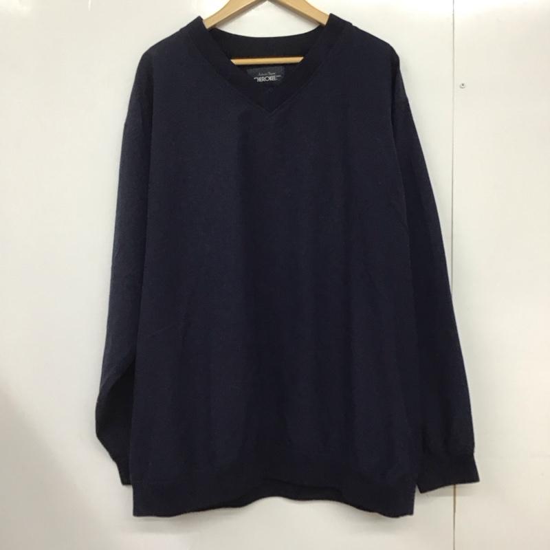 古着 USED カットソー 長袖 長袖カットソー 無地カットソー Vネック L 無地 紺 / ネイビー /  メンズ USED 古着 中古 10146112