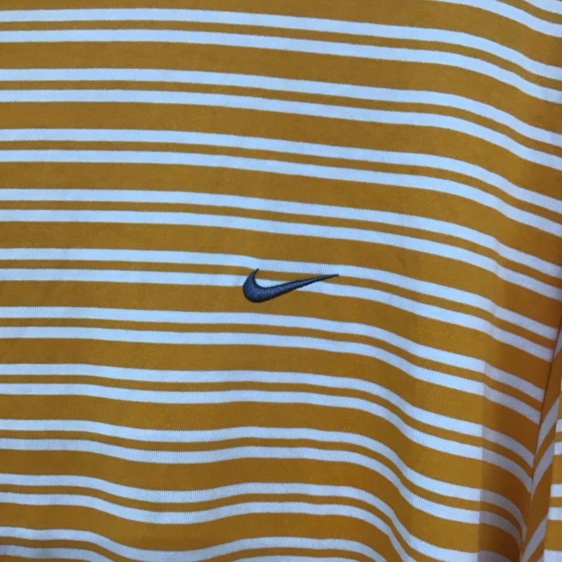 ナイキ NIKE Tシャツ 半袖 半袖カットソー プリントTシャツ クルーネックカットソー XXL ボーダー柄 白 / ホワイト / X 橙 / オレンジ /  メンズ USED 古着 中古 10133130