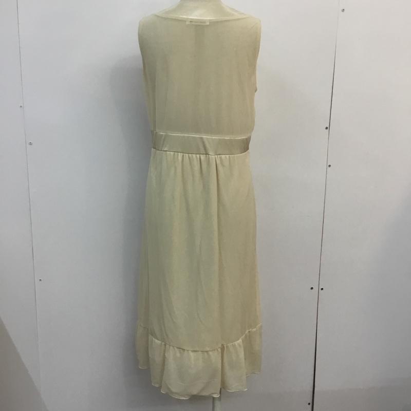 レイビームス Ray BEAMS ワンピース ひざ丈スカート ドレス シフォン リボン 無地 アイボリー / アイボリー /  レディース USED 古着 中古 10048296