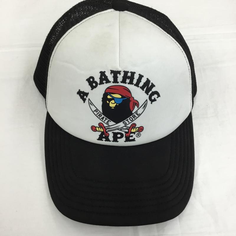 アベイシングエイプ A BATHING APE 帽子 キャップ FREE ロゴ、文字 黒 / ブラック / X 白 / ホワイト /  メンズ USED 古着 中古 10145516
