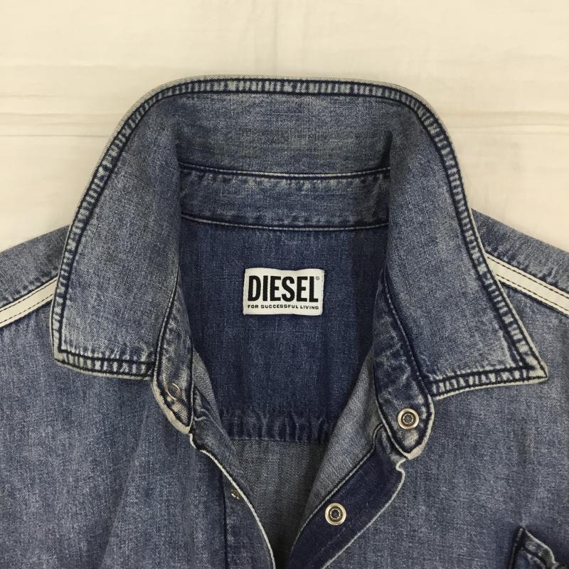 ディーゼル DIESEL シャツ、ブラウス 長袖 M 無地 X ダメージ加工 青 / ブルー /  メンズ USED 古着 中古 10143636