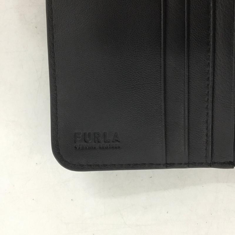 フルラ FURLA 財布 二つ折り クロコダイル柄 ロゴ、文字 黒 / ブラック /  レディース USED 古着 中古 10147722