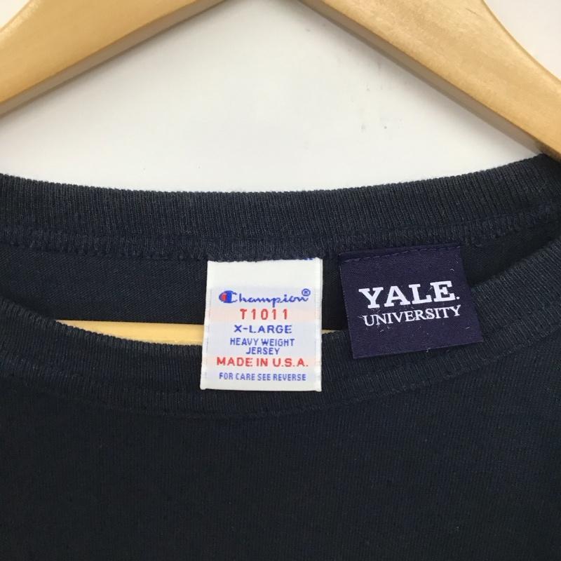 チャンピオン Champion カットソー 長袖 c5-q401 YALEUNIVERSITY 長袖カットソー クルーネック XL プリント 紺 / ネイビー /  メンズ USED 古着 中古 10132713