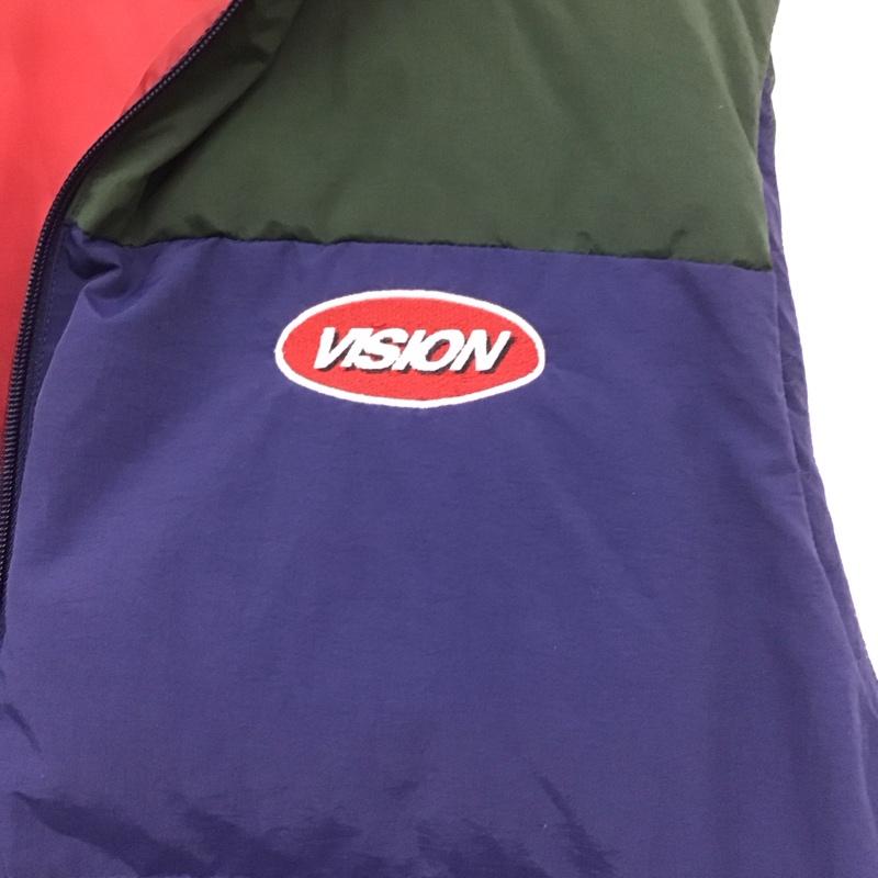 ヴィジョン VISION ベスト ベスト ダウンベスト ジップアップベスト L ロゴ、文字 緑 / グリーン / X 紺 / ネイビー /  メンズ USED 古着 中古 10145330