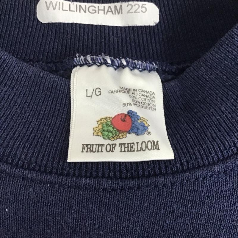 フルーツオブザルーム FRUIT OF THE LOOM トレーナー 長袖 長袖トレーナー スウェット クルーネック プルオーバー L ロゴ、文字 紺 / ネイビー /  メンズ USED 古着 中古 10143214