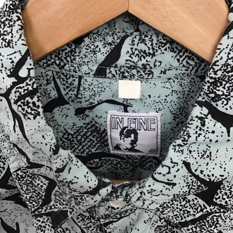 古着 USED シャツ、ブラウス 半袖 ユーロ古着 コットン 総柄 黒 / ブラック / X 水色 / ライトブルー /  メンズ USED 古着 中古 10117749